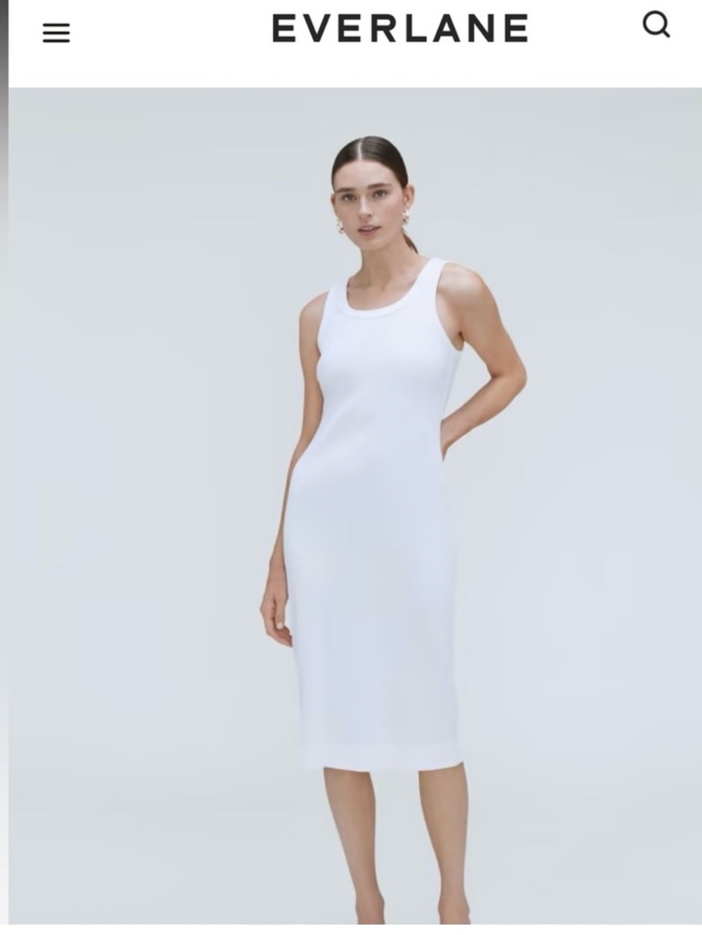Everlane White Midi Tank Dress xxs organic cotton